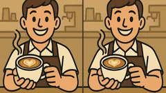 Puzzle: Encontra 3 diferenças na imagem de um barista a servir café em apenas 45 segundos